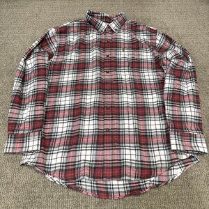 Izod Flannel Shirt Red Black White Plaid Long Sleeve Men’s Size XXL